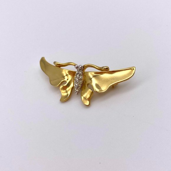 Vintage Gold Tone Butterfly Pin - Brooch - Picture 1 of 3
